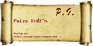 Paizs Irén névjegykártya